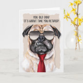Funny Pug Dog in een Rode Necktie Kaart (Gele Bloem)