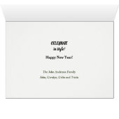 Funny Pug Dog in Style New Year-kaart (Binenzijde Horizontaal (Onderkant))