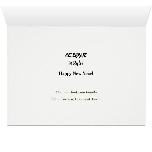 Funny Pug Dog in Style New Year-kaart (Binenzijde Horizontaal (Onderkant))