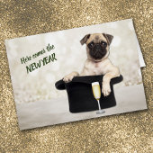 Funny Pug Dog in Style New Year-kaart