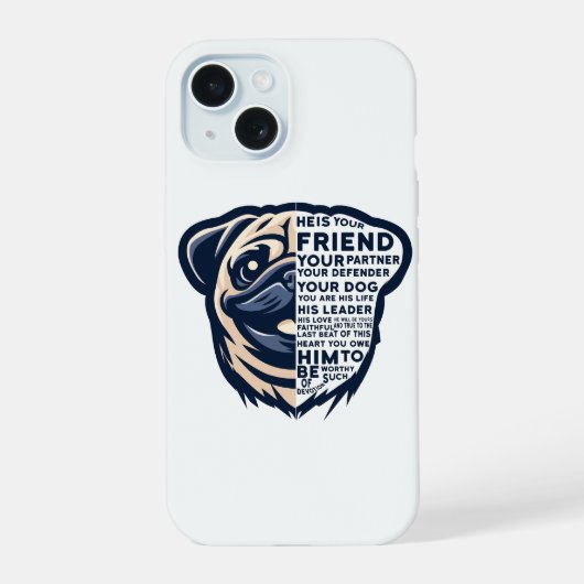 Funny Pug Dog iPhone 15 Case (Achterkant)