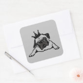 Funny Pug Dog King Queen Vierkante Sticker (Envelop)