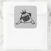 Funny Pug Dog King Queen Vierkante Sticker (Tas)