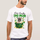 Funny Pug Dog Mam Irish Green Shamrock St Patrick T-shirt (Voorkant)