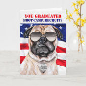 Funny Pug Dog met VS Boot Camp Afstuderen Kaart (Gele Bloem)