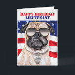 Funny Pug Dog Militaire Luitenant Birthday Kaart<br><div class="desc">Op zoek naar een patriottische sterren en strepen met de verjaardagskaart voor uw militaire luitenant? Deze gruwelijke hond met een leuke "drop-down and Geef me 20" boodschap is zeker dat hij een glimlach krijgt voor een favoriete soldaat.</div>