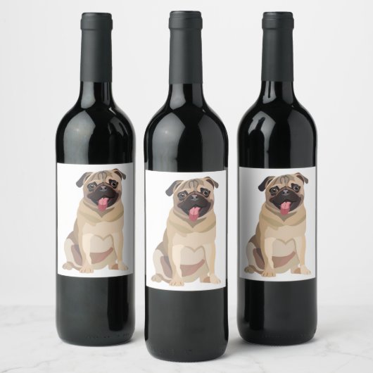 Funny Pug Dog Pet Lover | Cadeau voor Lover Wijn Etiket (Flessen)