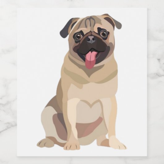 Funny Pug Dog Pet Lover | Cadeau voor Lover Wijn Etiket (Enkel label)