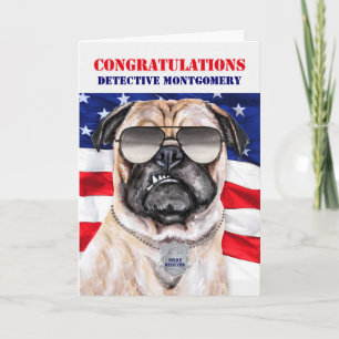 Funny Pug Dog Politiepromotie Kaart