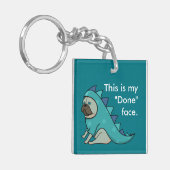 Funny Pug Dog Pugasaurus is "Gedaan" Sleutelhanger (Voorkant Links)