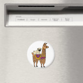 Funny Pug Dog Riding Llama Cartoon Magneet (Insitu (Vaatwasser))