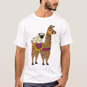 Funny Pug Dog Riding Llama Cartoon T-shirt (Voorkant)