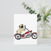 Funny Pug Dog Riding Motorcycle Art Briefkaart (Staand voorkant)