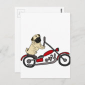 Funny Pug Dog Riding Motorcycle Art Briefkaart (Voorkant / Achterkant)