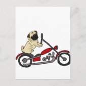 Funny Pug Dog Riding Motorcycle Art Briefkaart (Voorkant)