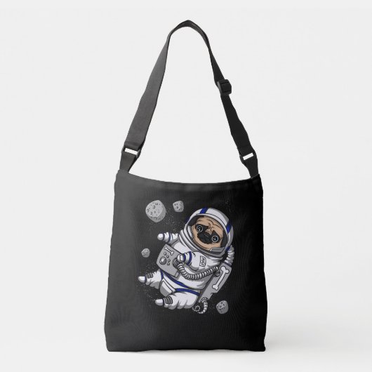 Funny Pug Dog Space Astronaut Cosmic Pet Crossbody Tas (Voorkant)