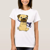 Funny Pug Dog Spelling Trombone T-shirt (Voorkant)