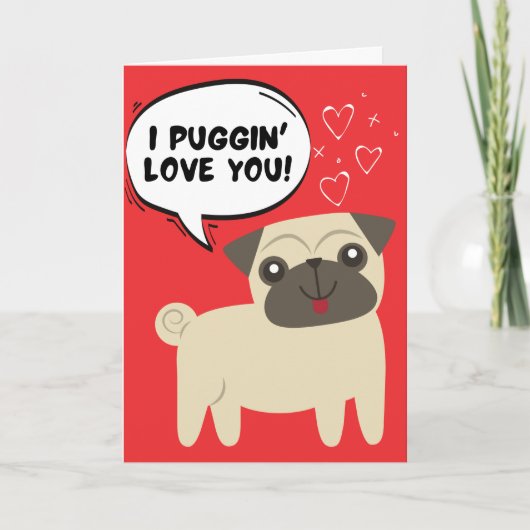 Funny Pug Dog Valentijn Card Kaart (Voorkant)