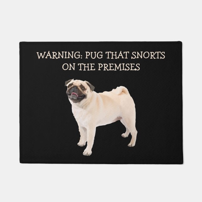 Funny Pug Dog Warning Deurmat (Voorkant)