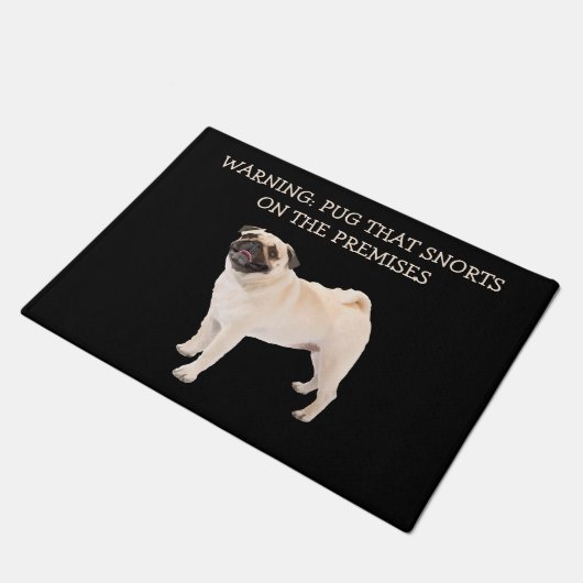 Funny Pug Dog Warning Deurmat (Schuin)