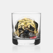 Funny Pug Dog Whisky Glas (Voorkant)