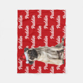 Funny Pug Dog with Name Pattern Christmas Fleece Deken (Voorkant)