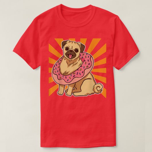 Funny Pug Donut T-shirt (Design voorkant)