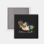 Funny Pug Dreidel Menorah Hanukkah Kids Womens Men Magneet (Voorkant / Achterkant)