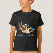 Funny Pug Dreidel Menorah Hanukkah Kids Womens Men T-shirt (Voorkant)
