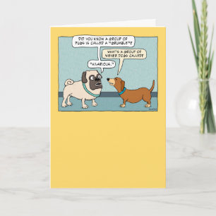 Funny Pug en Dachshund Birthday Card Kaart