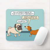 Funny Pug en Dachshund Mousepad Muismat (Met muis)