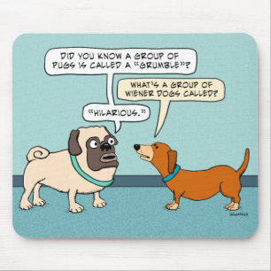 Funny Pug en Dachshund Mousepad Muismat