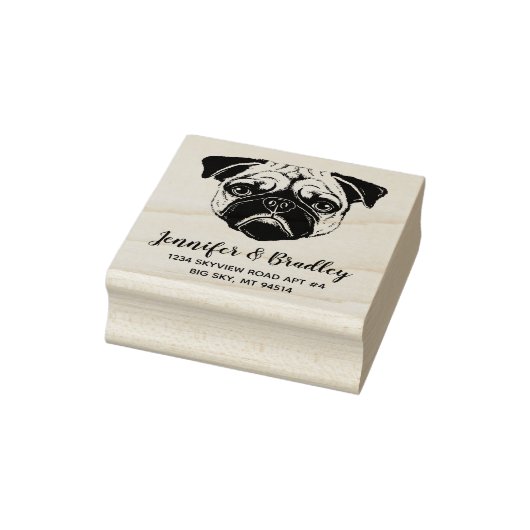 Funny Pug Face Custom Name Return-adres Rubberstempel (Stempel)