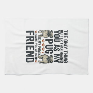 Funny Pug Familie Vriend Vintage Gravure Shirt De Theedoek