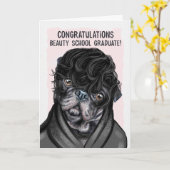 Funny Pug Gefeliciteerd Beauty School Afstuderen Kaart (Gele Bloem)