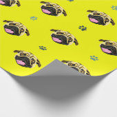 Funny Pug Gezicht Cadeaupapier Geel (Hoek)