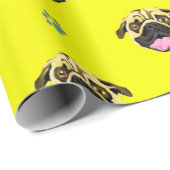 Funny Pug Gezicht Cadeaupapier Geel (Rol Hoek)