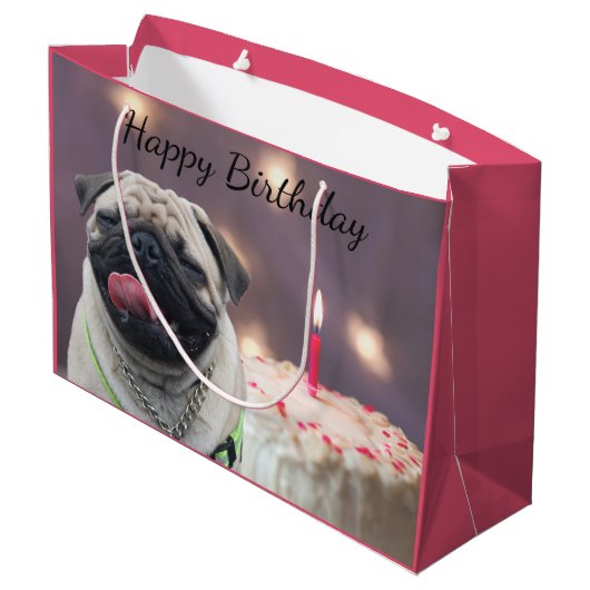 Funny pug groot cadeauzakje (Achterkant Gekanteld)