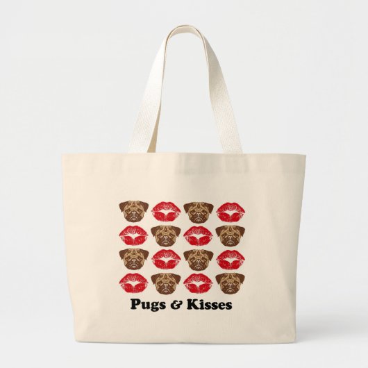 Funny Pug Grote Tote Bag (Voorkant)