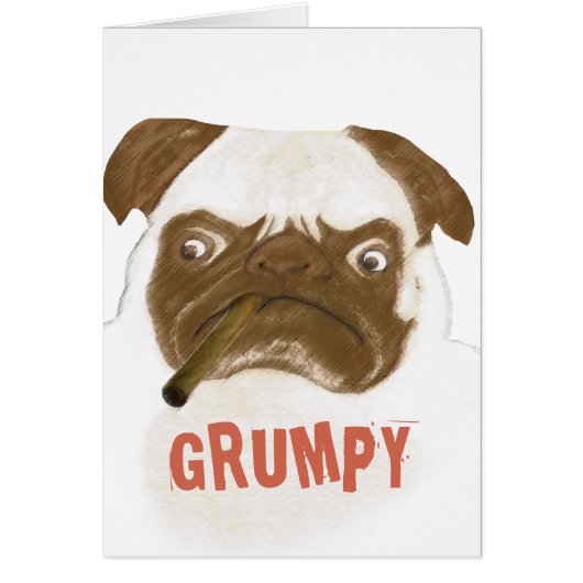 Funny Pug Grumpy Puggy met Cigar (Voorkant)