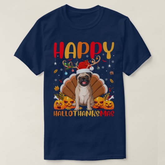 Funny Pug Hondenliefhebber Happy Pug HelloBedanktM T-shirt (Design voorkant)