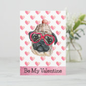 Funny Pug I Wof You Dog Valentijnsdag Feestdagenkaart (Staand voorkant)