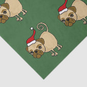 Funny Pug in Santa Hat-kerstpas-papier Tissuepapier (Detail)