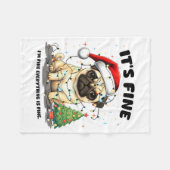 Funny Pug It's Fine I'm Fine Christmas Dog For Wom Fleece Deken (Voorkant (Horizontaal))
