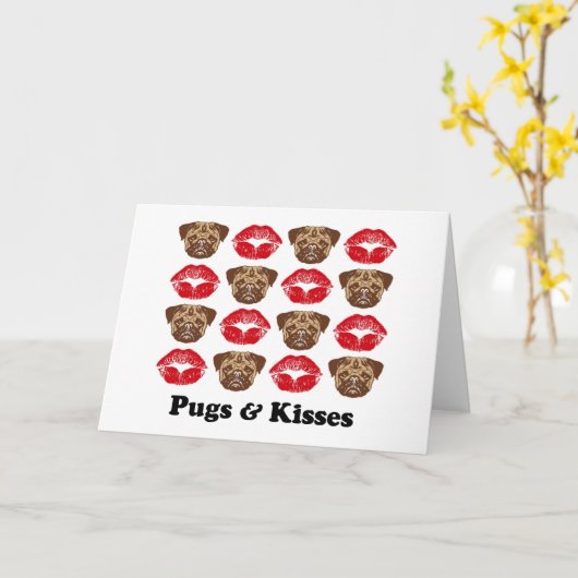 Funny Pug Kaart (Gele Bloem)