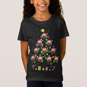 Funny Pug Kerstboom Kleur Led Light T-shirt