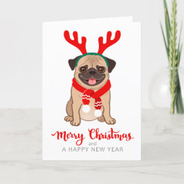 Funny Pug-kerstkaart Feestdagen Kaart