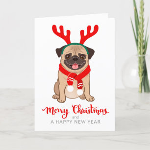 Funny Pug-kerstkaart Feestdagen Kaart