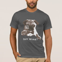 Funny Pug kreeg wijn Donkere T-shirt