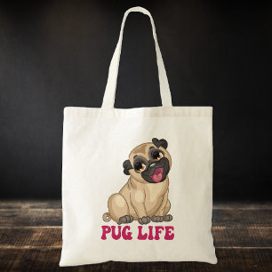 Funny Pug Life Cartoon Puppy Hondenliefhebber Scha Tote Bag